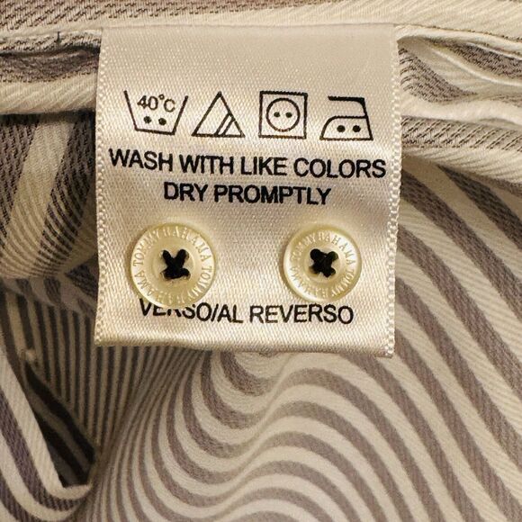 Tommy Bahama Men’s Button Up Shirt Size 15-1/2 32-33 Striped Pattern 100% Cotton - Picture 3 of 5